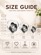 Perrangnic 3D Crystal Photo, Personalized Photo Gift for Women, Wife, Her, Him, Men, Mom, Great Customized Gift With Your Own Photo, for Anniversary, Wedding, Birthday, Custom Glass 3D Laser Etched Picture Frame - Heart