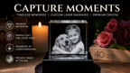 Perrangnic 3D Crystal Photo, Personalized Photo Gift for Women, Wife, Her, Him, Men, Mom, Great Customized Gift With Your Own Photo, for Anniversary, Wedding, Birthday, Custom Glass 3D Laser Etched Picture Frame - Square