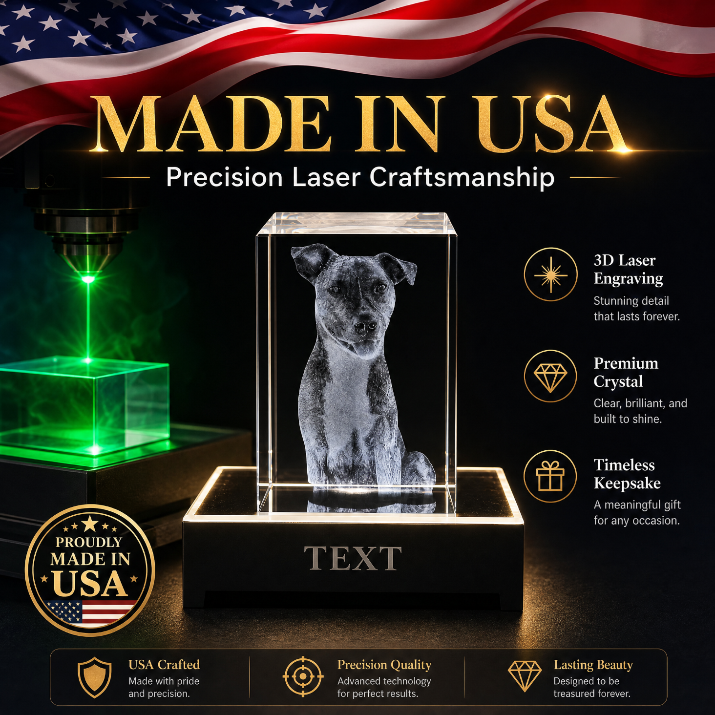 Perrangnic 3D Crystal Photo, Personalized Photo Gift for Women, Wife, Her, Him, Men, Mom, Great Customized Gift With Your Own Photo, for Anniversary, Wedding, Birthday, Custom Glass 3D Laser Etched Picture Frame - Rectangle Small
