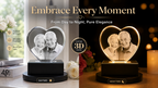 Perrangnic 3D Crystal Photo, Personalized Photo Gift for Women, Wife, Her, Him, Men, Mom, Great Customized Gift With Your Own Photo, for Anniversary, Wedding, Birthday, Custom Glass 3D Laser Etched Picture Frame - Heart