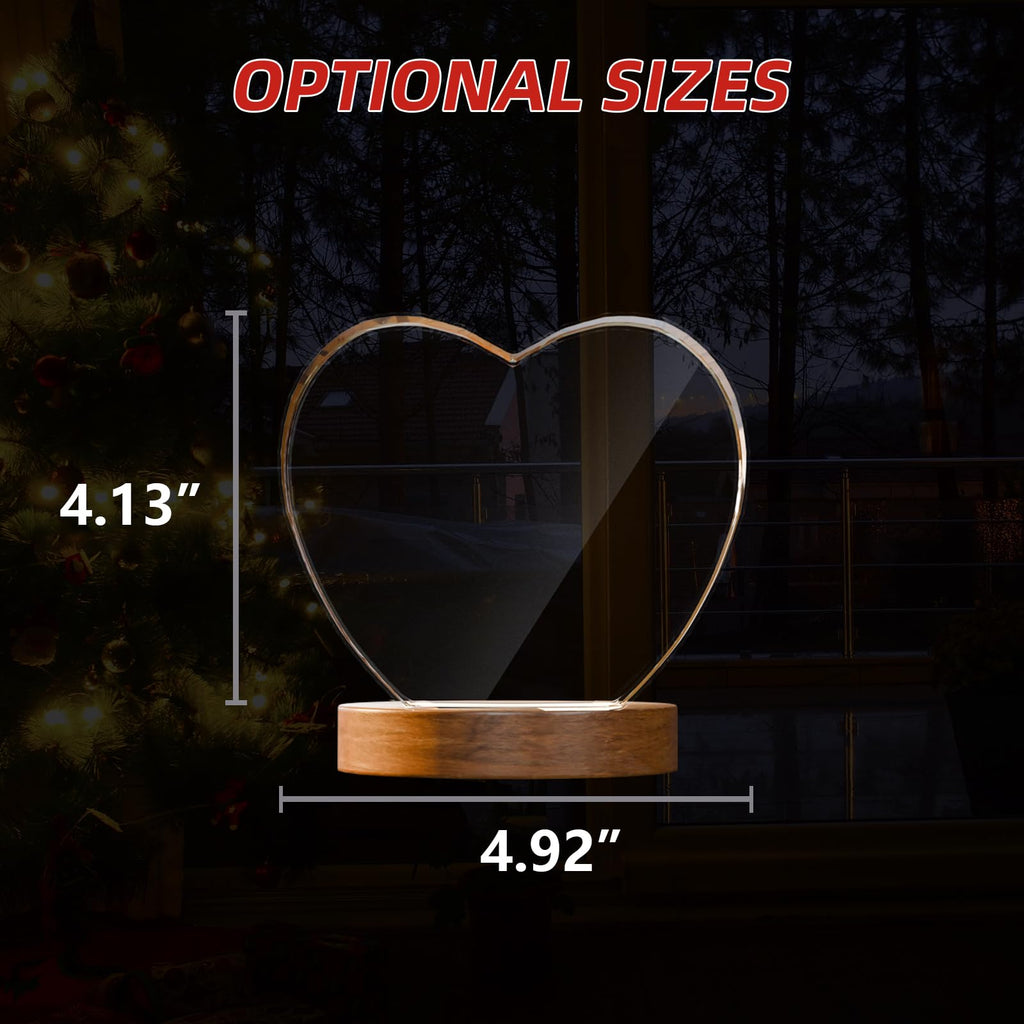 Perrangnic 3D Crystal Photo, Personalized Photo Gift for Women, Wife, Her, Him, Men, Mom, Great Customized Gift With Your Own Photo, for Anniversary, Wedding, Birthday, Custom Glass 3D Laser Etched Picture Frame - Heart