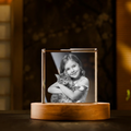 Perrangnic 3D Crystal Photo, Personalized Photo Gift for Women, Wife, Her, Him, Men, Mom, Great Customized Gift With Your Own Photo, for Anniversary, Wedding, Birthday, Custom Glass 3D Laser Etched Picture Frame - Square