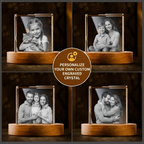 Perrangnic 3D Crystal Photo, Personalized Photo Gift for Women, Wife, Her, Him, Men, Mom, Great Customized Gift With Your Own Photo, for Anniversary, Wedding, Birthday, Custom Glass 3D Laser Etched Picture Frame - Square