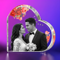 Perrangnic 3D Crystal Photo, Personalized Photo Gift for Women, Wife, Her, Him, Men, Mom, Great Customized Gift With Your Own Photo, for Anniversary, Wedding, Birthday, Custom Glass 3D Laser Etched Picture Frame - Red Rose Heart