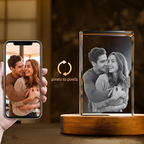 Perrangnic 3D Crystal Photo, Personalized Photo Gift for Women, Wife, Her, Him, Men, Mom, Great Customized Gift With Your Own Photo, for Anniversary, Wedding, Birthday, Custom Glass 3D Laser Etched Picture Frame - Rectangle