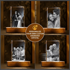 Perrangnic 3D Crystal Photo, Personalized Photo Gift for Women, Wife, Her, Him, Men, Mom, Great Customized Gift With Your Own Photo, for Anniversary, Wedding, Birthday, Custom Glass 3D Laser Etched Picture Frame - Rectangle