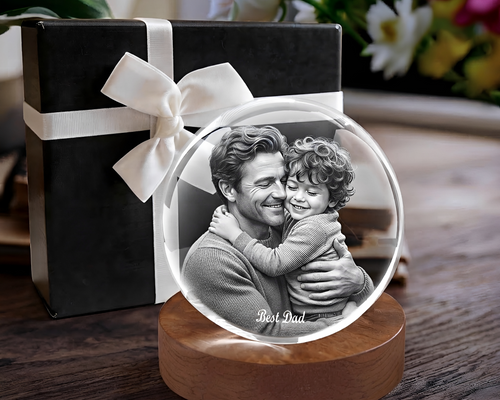 Perrangnic 3D Crystal Photo, Personalized Photo Gift for Women, Wife, Her, Him, Men, Mom, Great Customized Gift With Your Own Photo, for Anniversary, Wedding, Birthday, Custom Glass 3D Laser Etched Picture Frame - Heart Medium